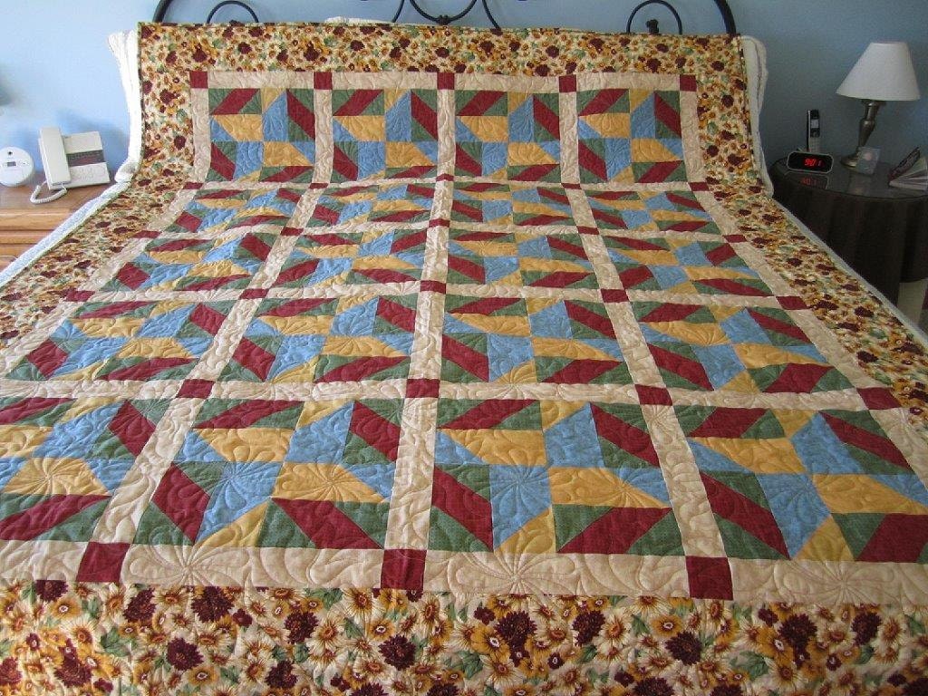 Handmade Sunflower Quilt, Blue Gold Star Patchwork, 70x83 - Etsy
