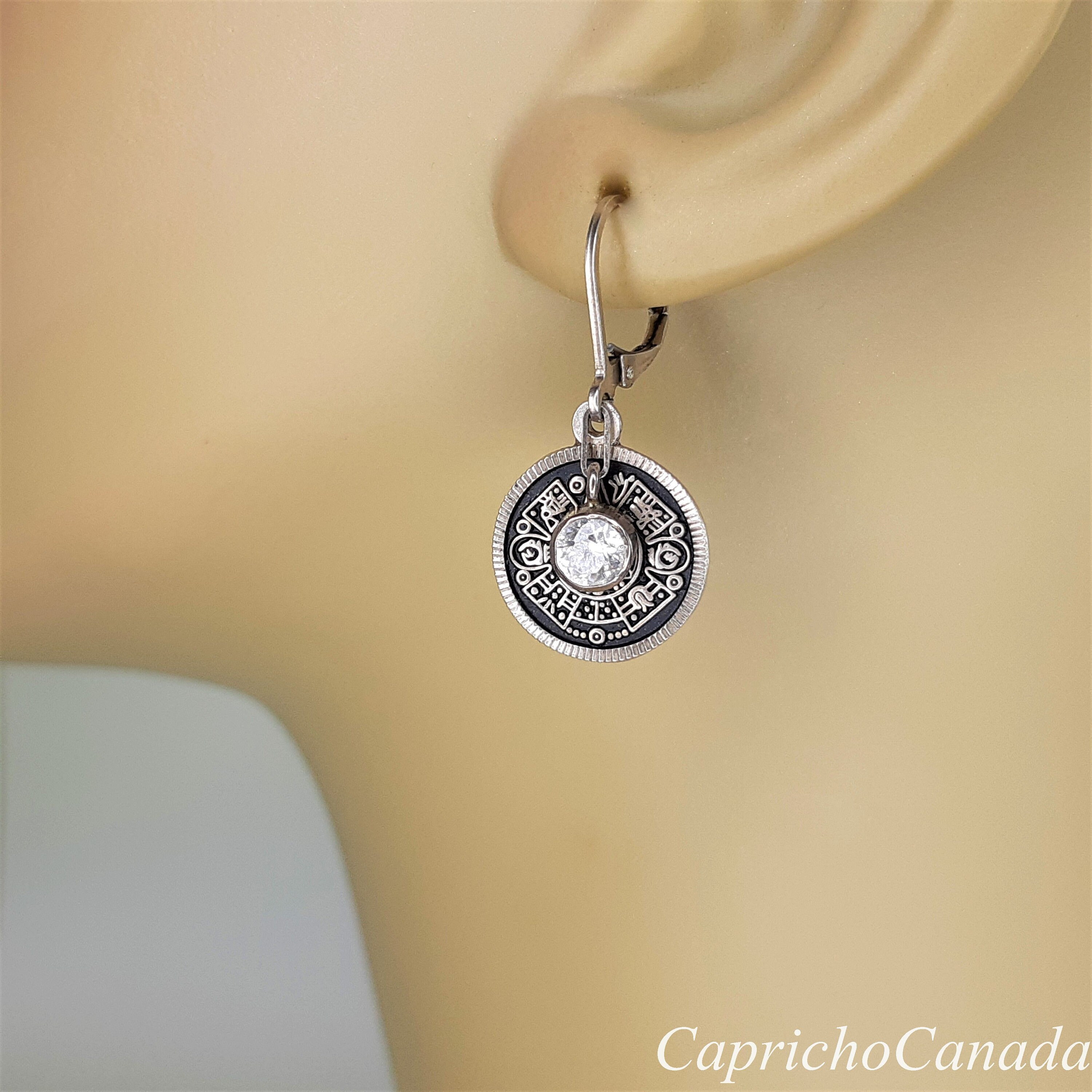 Sterling earrings. Dangle & Drop Earrings. White CZ Stone Etsy