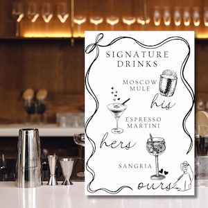 Letrero de bebida exclusiva, menú de bar para bodas, menú de bar, menú de bar personalizado, letrero de bar, bebidas exclusivas, menú de bebidas, menú de cócteles, señalización de bar
