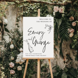Custom Welcome Wedding Sign, Pop the Champagne Sign, Reception Sign, Ceremony Sign,  Minimalist Wedding Sign, Modern Welcome Wedding Sign