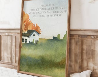 Versetto della Bibbia Salmo 85:12, stampabile, decorazione murale, stampa autunnale, stampa delle Scritture, regalo per il battesimo cristiano degli adulti, fede contro la paura, versetto cristiano