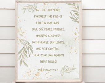 Frucht des Geistes Galater 5:22-25 druckbare Kunst | Neutrale Blumenkunst | Christliche Bibel Vers Dekor | Schrift Digitaler Download