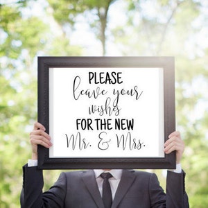 Wedding Guest Book Sign Printable Please Leave Your Wishes for the New Mr and Mrs, Wishing Well, Wedding Signs, Alternative, Well Wishes