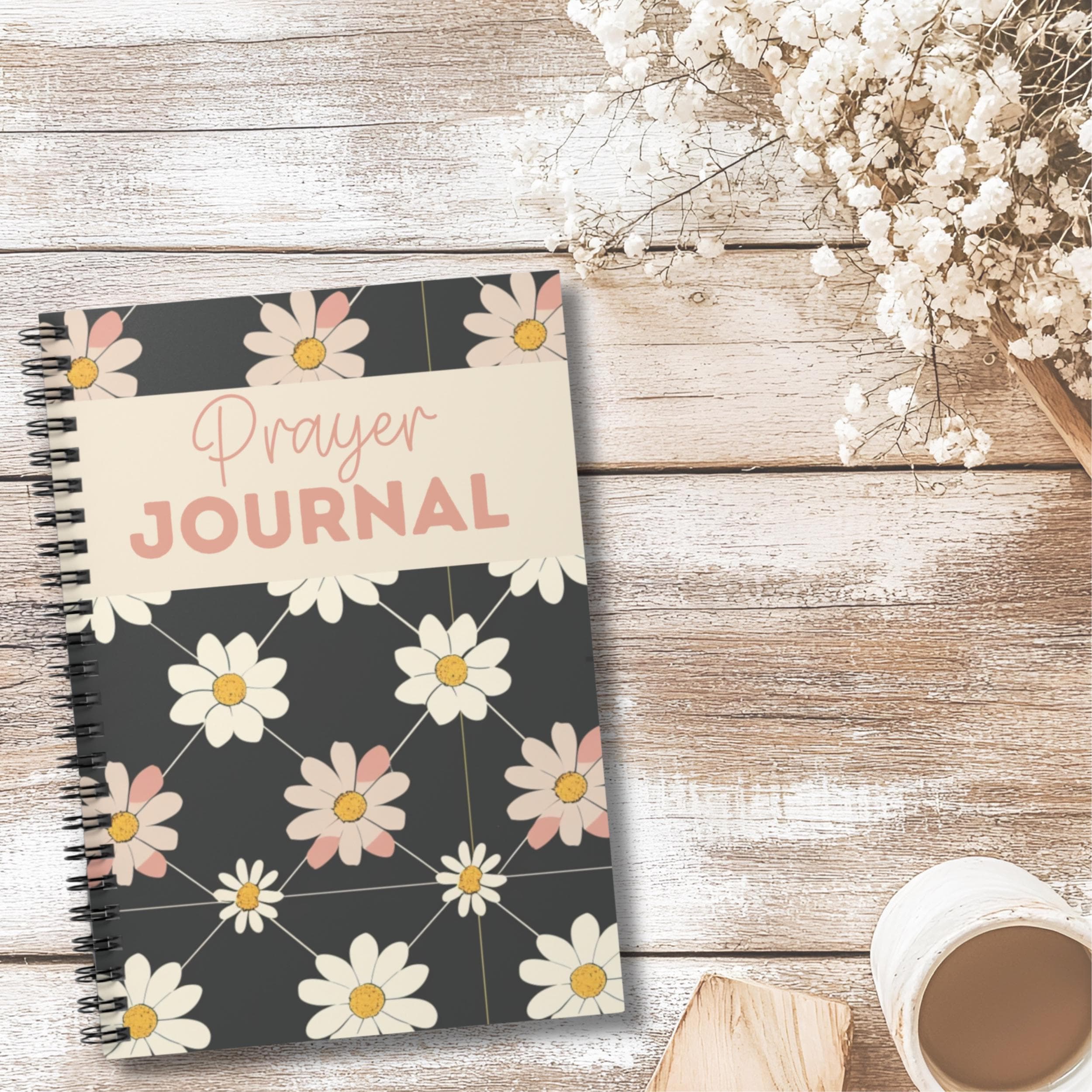 Retro Flower Prayer Journal Notebook Spiral Lined Pages for Your Quiet ...