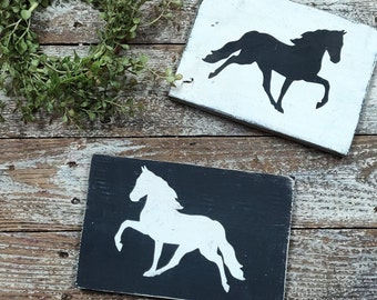 Minimalist Equine Wooden Art Sign, Black and White Wall Art, Horse Signs, Cute Horse Signs, Minimalist Decor