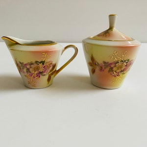 Schumann Arzberg Germany Wild Rose Mini Creamer and Lidded Sugar Bowl