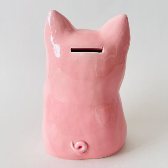 Kato Kogei Piggy Bank Pink Savings Bank Handmade Painted Ceramic