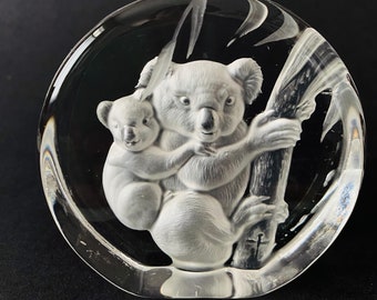 Vintage 1996 A. Capredoni Glass Koala Paperweight Signed (this is Dartington)