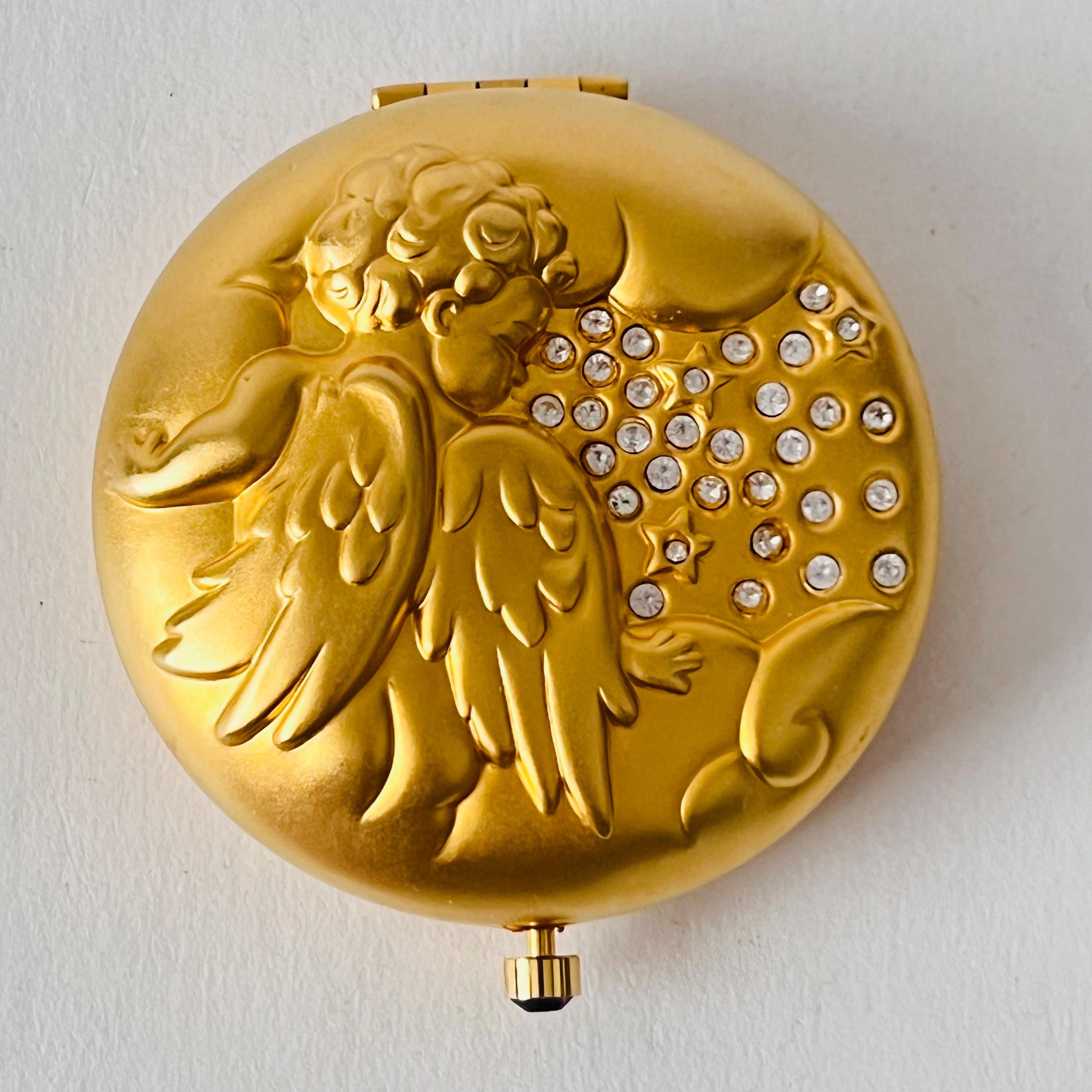 Estee Lauder February Angel Gold Tone Powder Compact - 1997 - Etsy