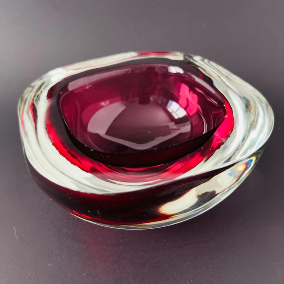 Vintage Murano Flavio Poli Geode Sommerso Art Glass Bowl Vintage