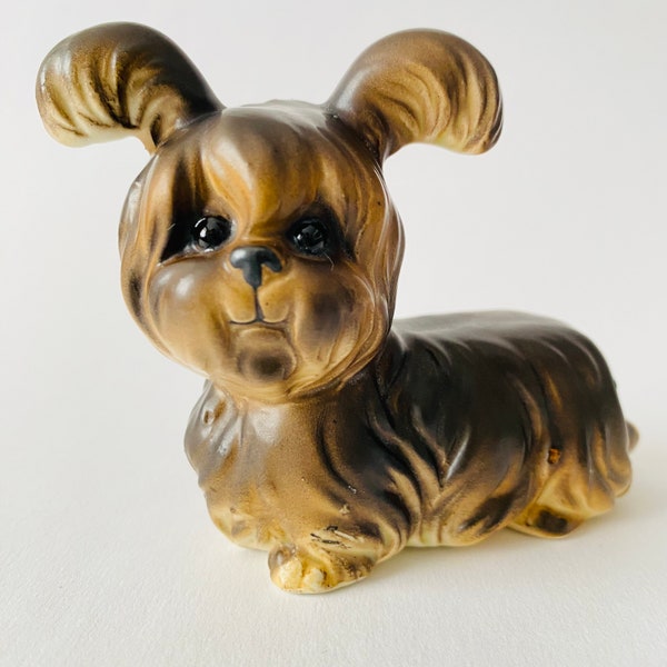 Vintage Norcrest A613 Terrier Lhasa Apso Brown Dog Figurine Japan 1960s