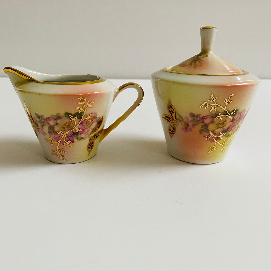 Schumann Arzberg Germany Wild Rose Mini Creamer and Lidded Sugar Bowl ...