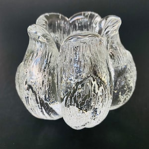Kosta Boda ROSEBUD Lead Crystal Votive Candle Holder Sweden Mats Jonasson