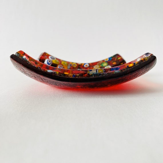 Murano Red Multicolor 3.75" Millefiori Art Glass … - image 3