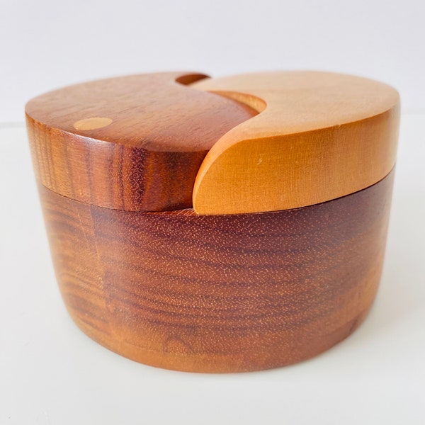 Yin Yang Handmade Wooden Maple & Koa Trinket Box Signed Poshun