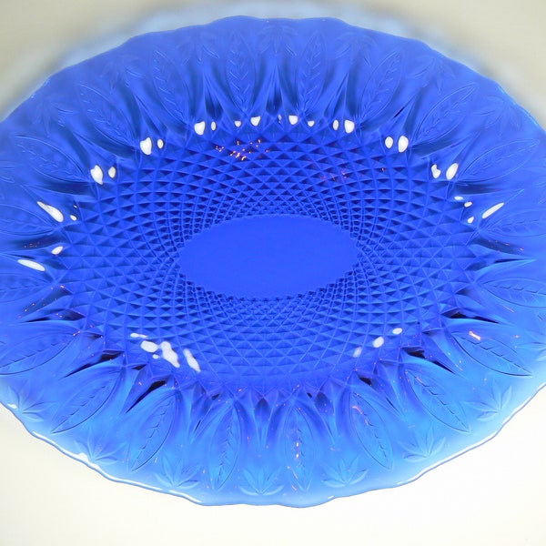 Vintage Avon Royal Sapphire Collection Cobalt Blue Oval Glass Serving Platter 13.5" x 10" France