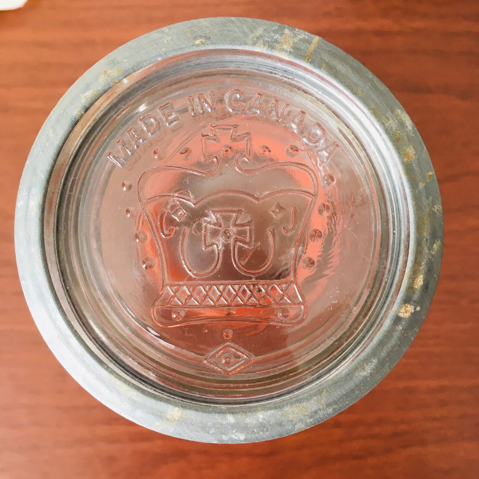 1952 Canning Jar Vintage Crown Glass With Zinc Lid 16 Oz Half Etsy