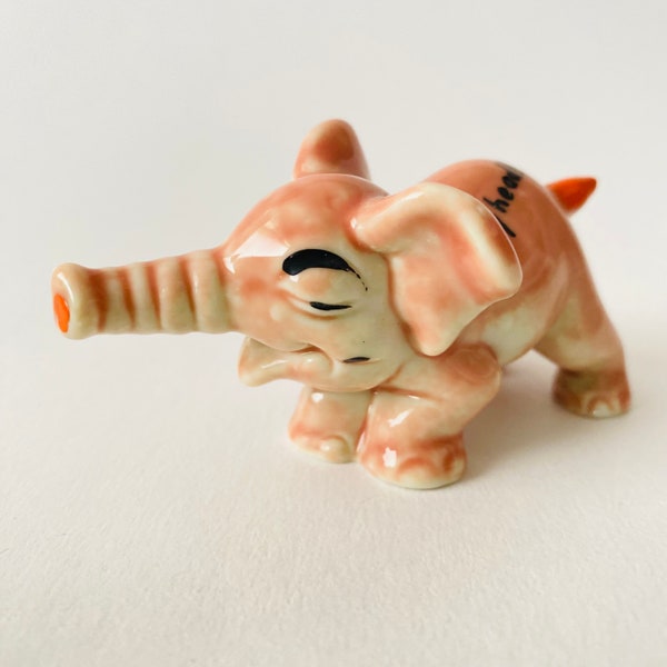 Wade Shamrock Irish Pottery Oh, My Head! Vintage Irish Pink Elephant Figurine Decor