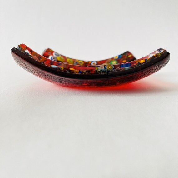 Murano Red Multicolor 3.75" Millefiori Art Glass … - image 4