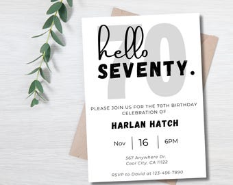 70th Birthday Invitation, Editable Invitation Template, Digital Birthday Invitation, 70th Birthday Invitation For Men, 70th Birthday Invite