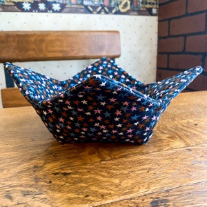 Navy Cosmic Cowgirl Bowl Cozy | Potholder for bowl | bowl cozies | pink stars