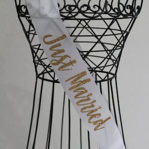 Just Married Gabby Font Wedding Shower Sash