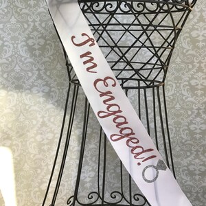I'm Engaged! silver Glitter Diamond Ring Bachelorette party/ Engagement party/ bridal shower sash