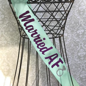 Married AF with Silver Ring image bridal shower/ bachelorette party/celebration sash