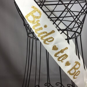 Semi-Cursive Bride to Be with hearts bridal shower/bachelorette party sash