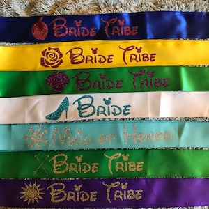 Bride Bride Tribe Maid of honor Bridal party sash disney inspired