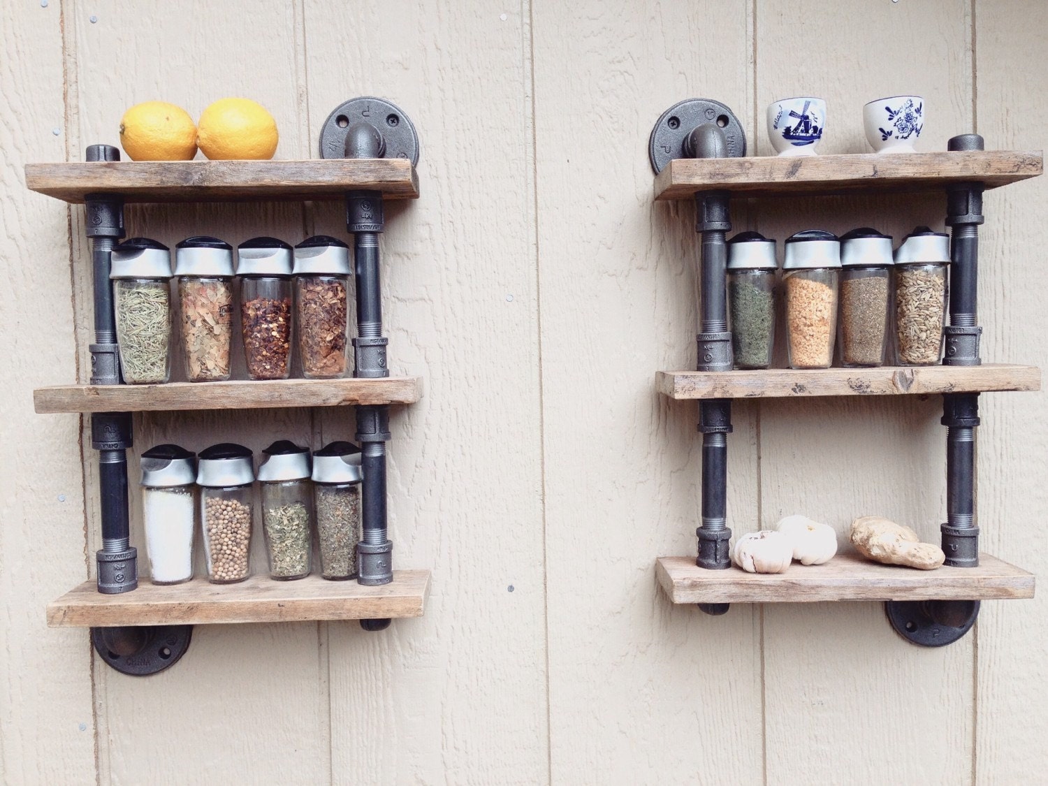 Reclaimed Barn wood Industrial Spice Rack NicNac Shelf Etsy