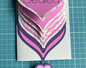 Love, Valentine's or Mother's Day themed Waterfall Card SVG pattern for cutting machines (instructions included)