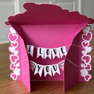 POP UP Love, Valentine's or Mother's Day themed banner bunting card Card SVG pattern for cutting machines (instructions included)