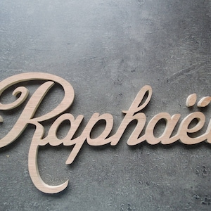 Wooden letter door plaque: Cut-out first name for child's bedroom