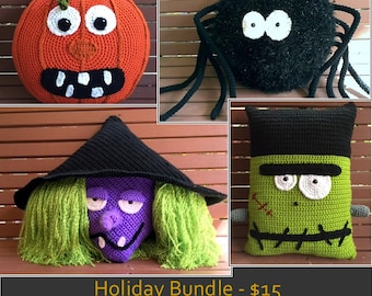 Paquete navideño con patrones de almohadas de Halloween: 4 patrones por el precio de 3