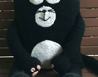 Patrón de almohada de ganchillo de gato plano