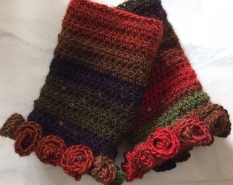 Rosette Fingerless Mitts Pattern