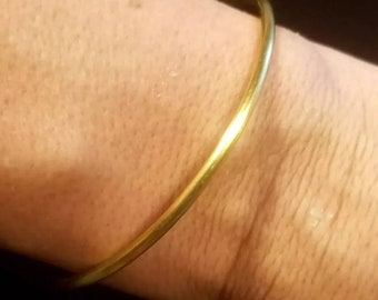 Dainty Stacking Brass Bracelet Cuff Adjustable Mens Womens