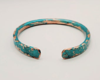 Turquoise Patina Copper Hammered Cuff Bracelet arthritis