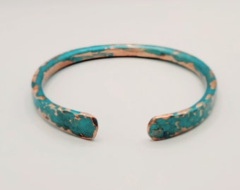 Turquoise Vintaj Patina Effect Copper Hammered Cuff Bracelet arthritis