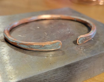 Patina Copper Bracelet Cuff Adjustable