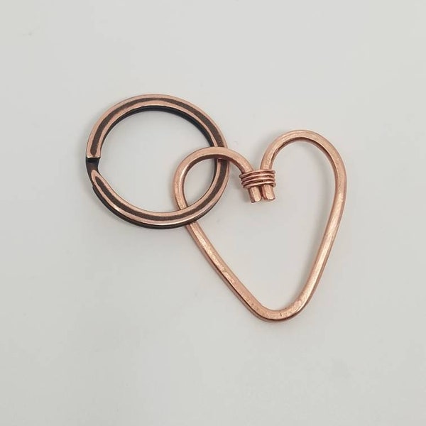 Copper Heart Valentines Gift 7th Wedding Anniversary Gift Keychain Keyring