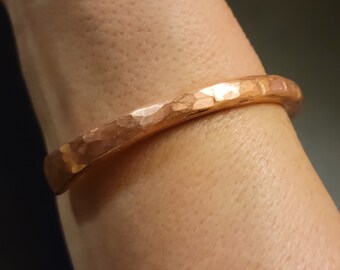 Solid Copper Hammered Cuff Bracelet Arthritis Mens