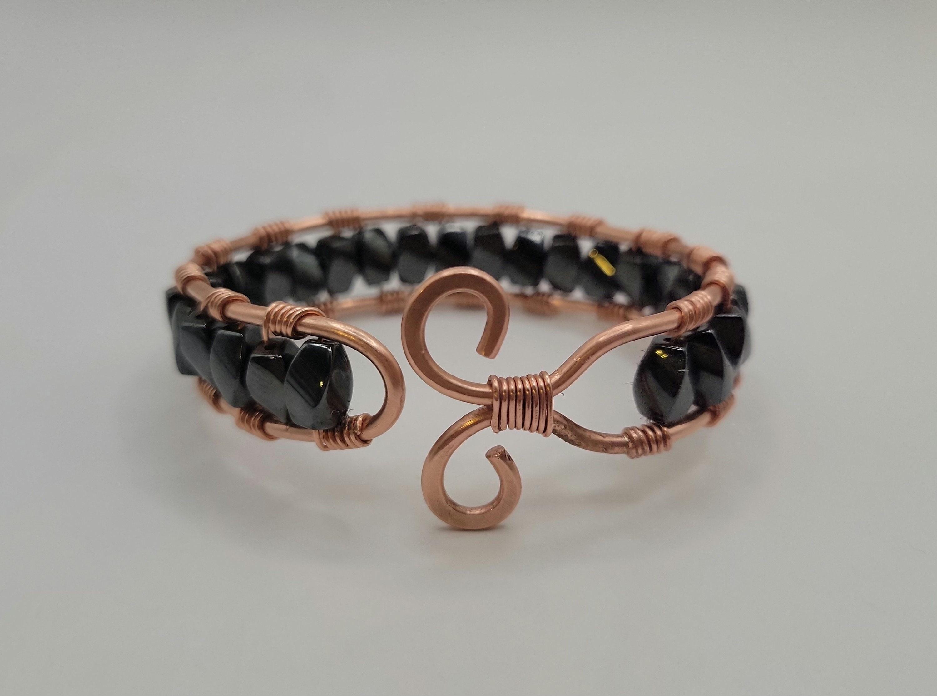 Magnetic Hematite & Copper Healing Bracelet Cuff Adjustable Arthritis