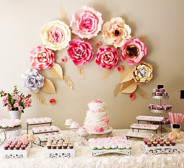 Paper Flower Backdrop 9 Large Paper Flowers For Baby Shower Decor