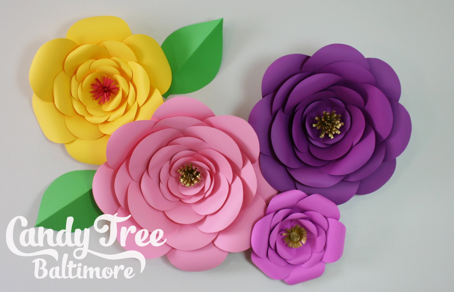 Paper flowers backdrop of 4 large paper flowers Etsy