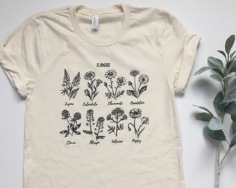 Flower Shirt. Plant Shirt. Wildflower Shirt. Plant Lady Shirt. Gardening Shirt. Garden Tshirt. Crazy Plant Lady. Adopt a Plant. Womens Tees