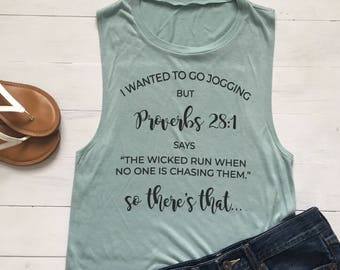 T-shirt Unisexe Chrétien Proverbes 28:1 - I Wanted To Go Jogging But... - G5000 Coton, Personnalisable