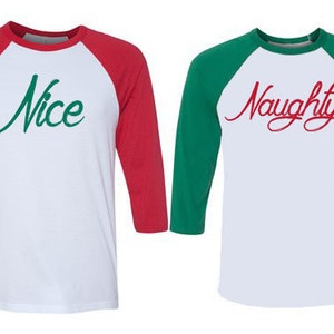 Naughty Nice Christmas Shirts. Couple Christmas Sweater. Naughty or Nice Shirts. Ugly Sweaters Couples. Christmas Shirts. Santa Shirts.