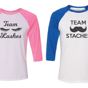 Staches and Lashes. Gender Reveal Shirts. Gender Reveal Baseball. Baseball Gender Reveal. Mom and Dad Shirts. Team Boy Team Girl. image 1